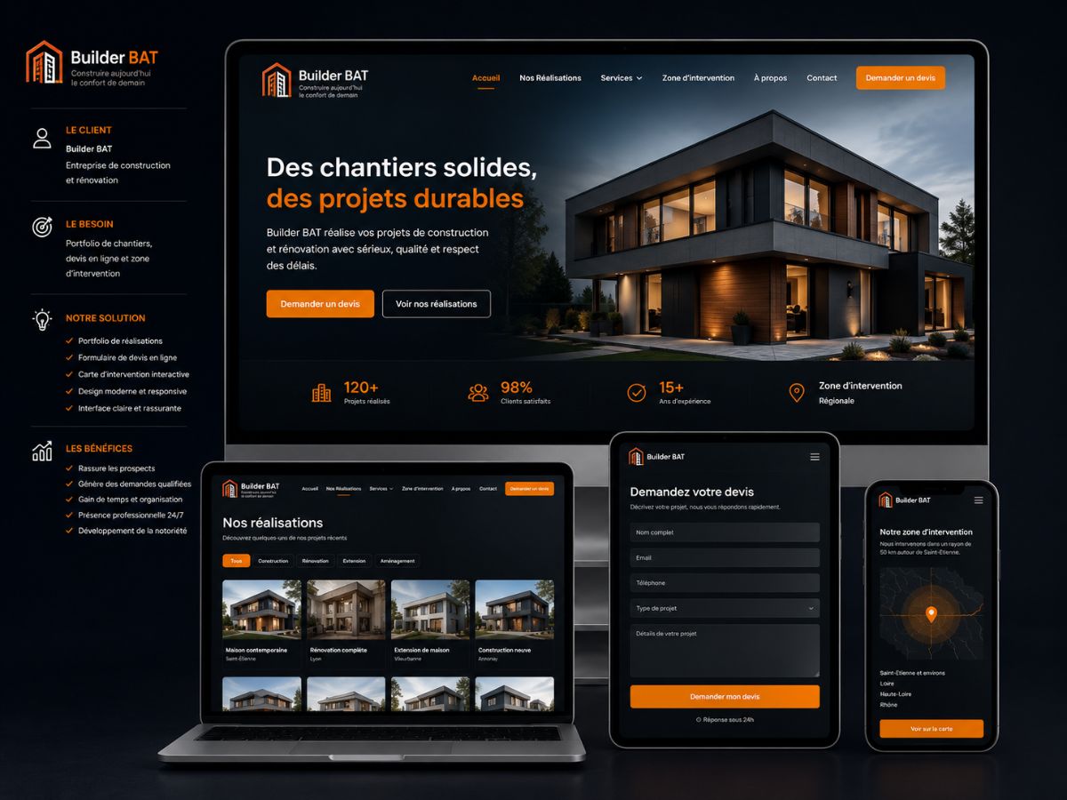 Site web Entreprise BTP conçu par Lens Oua Studio Web