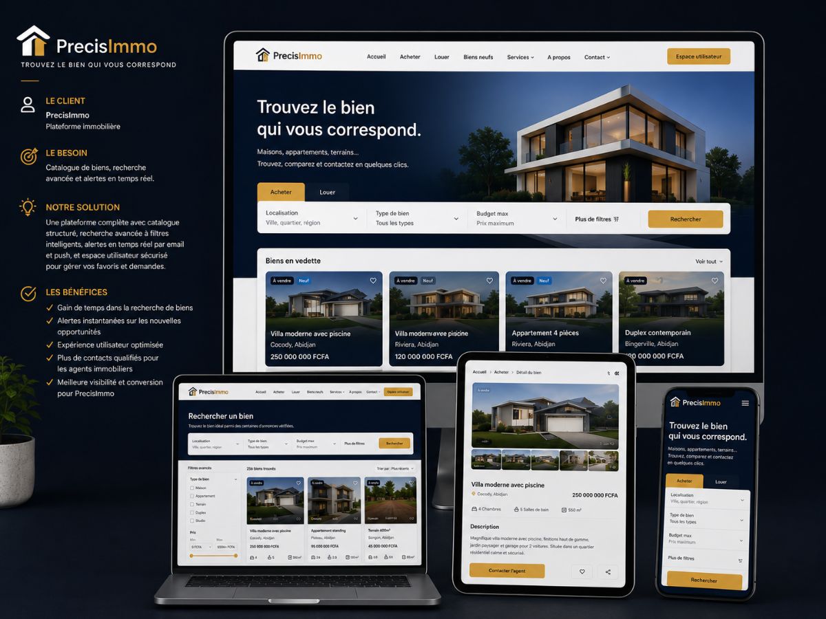 Site web Agence Immobilière conçu par Lens Oua Studio Web
